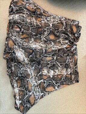 Zara Brown Black White Snakeskin Print Skirt